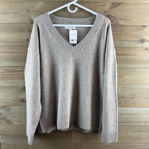 Lucky Brand Sweaters - Lucky Brand Womens Sweater Vneck Oversized Soft Minimalist Preppy Size Large